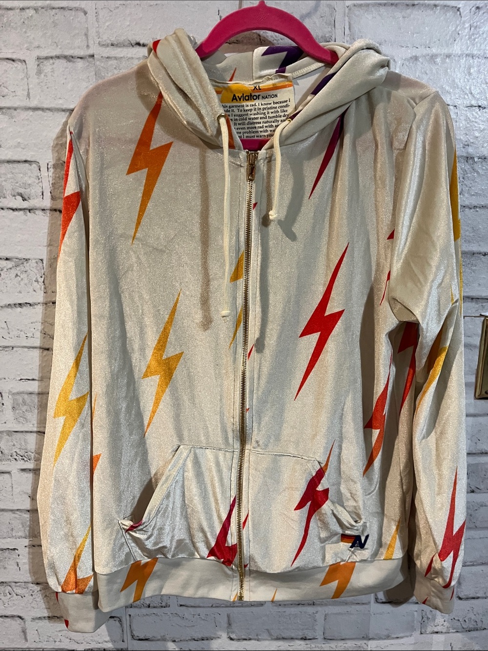 Aviation Nation velvet lightning bolt hoodie